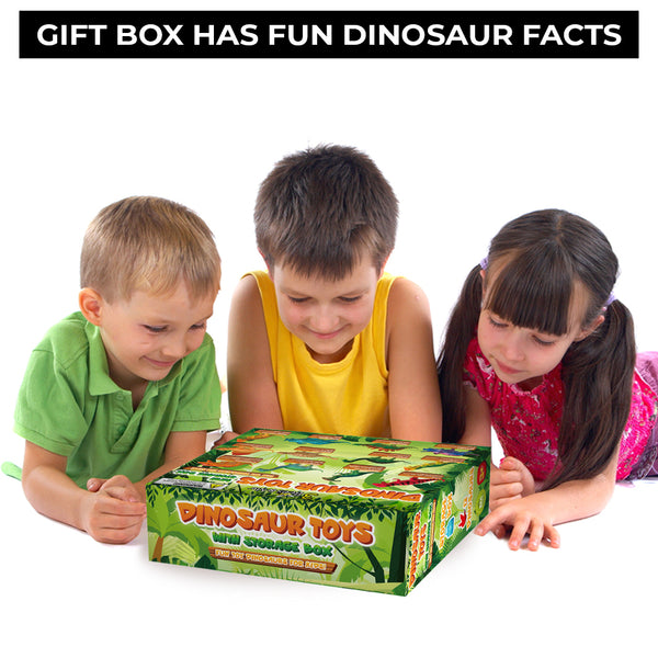 Dinosaur Toys for Boys and Girls with Storage Box - 12 Large 6 Inch Toy Dinosaurs & Case