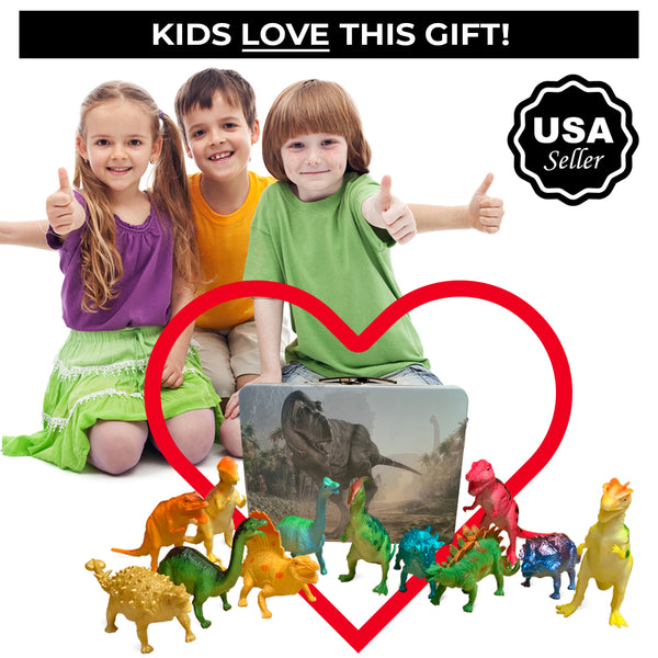 Dinosaur Toys for Boys and Girls with Storage Box - 12 Large 6 Inch Toy Dinosaurs & Case