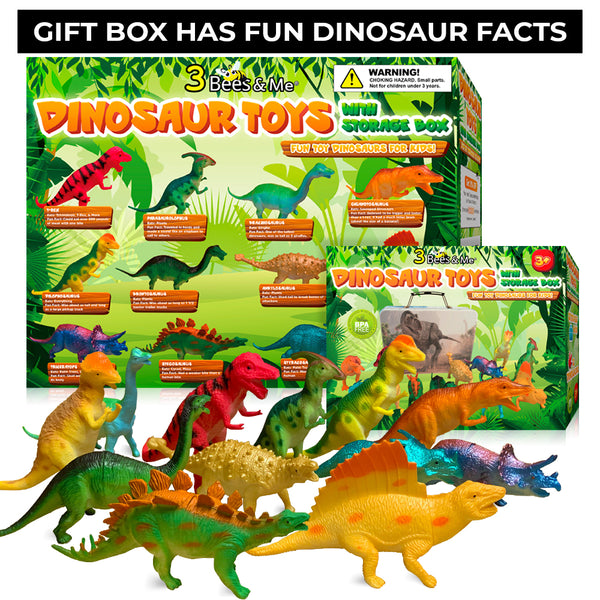 Dinosaur Toys for Boys and Girls with Storage Box - 12 Large 6 Inch Toy Dinosaurs & Case
