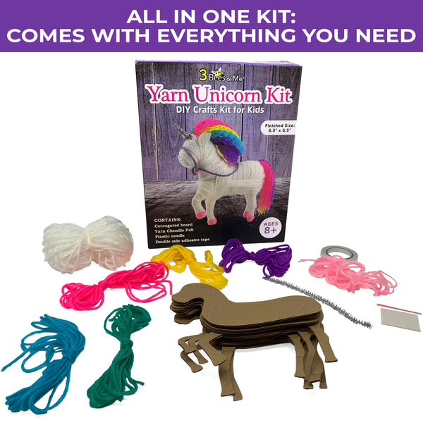 Yarn Unicorn Craft Kit for Girls and Boys - Unicorn Arts & Crafts Gift for Tweens and Teens - Age 8 and Up