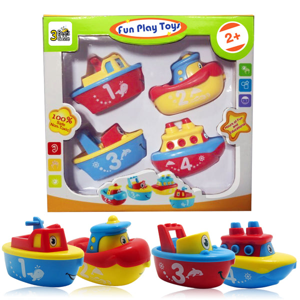 Fun Bath Toys for Boys and Girls - 4 Magnet Boats for Toddlers & Kids - Fun & Educational