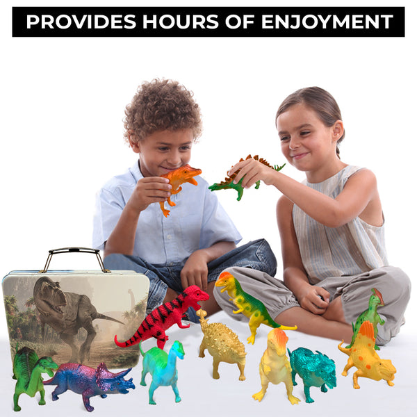 Dinosaur Toys for Boys and Girls with Storage Box - 12 Large 6 Inch Toy Dinosaurs & Case