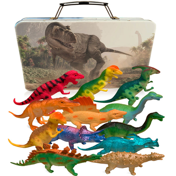 Dinosaur Toys for Boys and Girls with Storage Box - 12 Large 6 Inch Toy Dinosaurs & Case